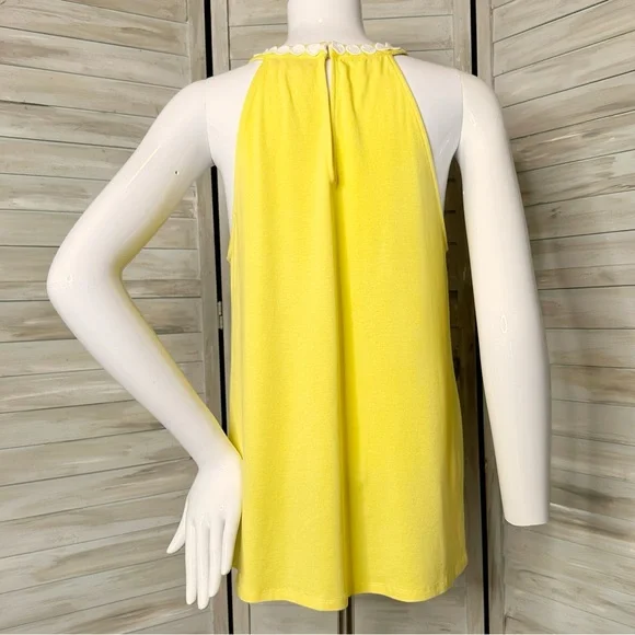 Lilly Pulitzer Dawn halter top Small pineapple juice yellow + white crochet lace - Picture 4 of 11